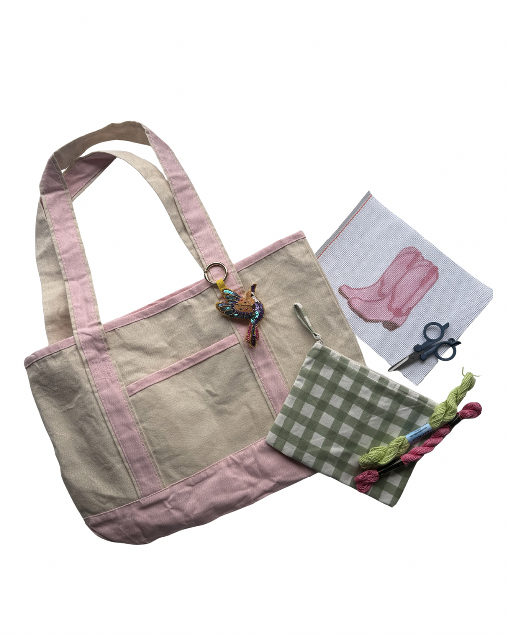 Bits and Bobbles Pouch- Green Gingham