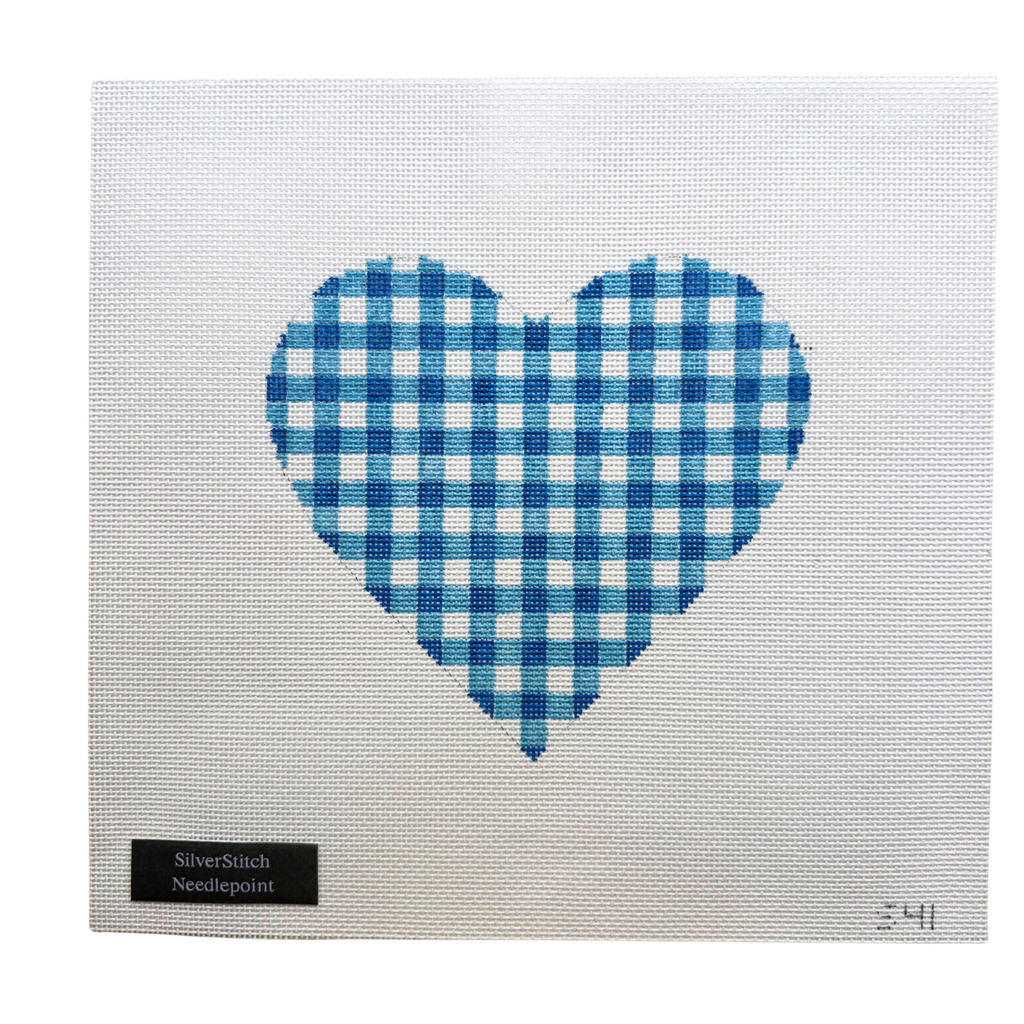 Blue Gingham Heart- 13 mesh