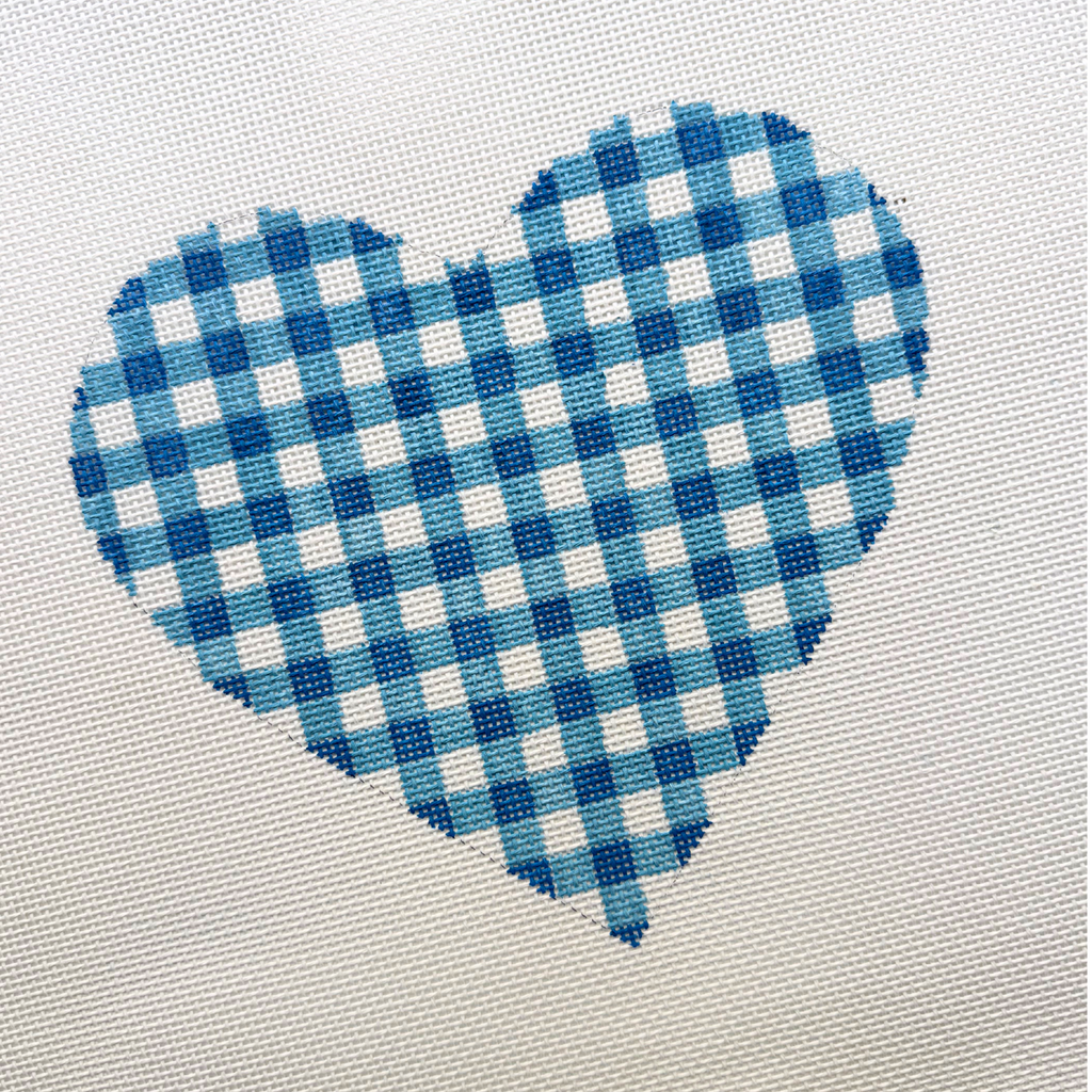 Blue Gingham Heart- 13 mesh