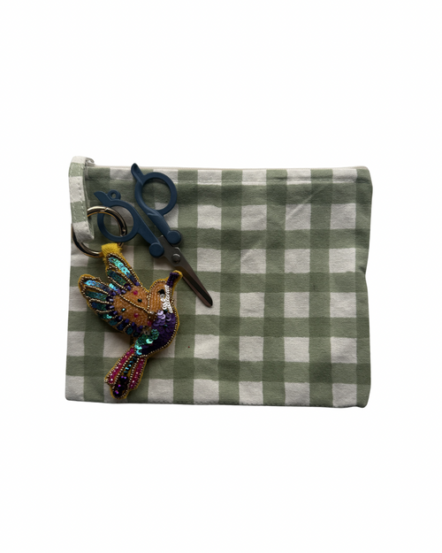 Bits and Bobbles Pouch- Green Gingham